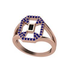 Lea Baget Yüzük - Siyah zirkon ve lab safir 18 ayar rose altın yüzük #1xg36gu