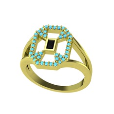 Lea Baget Yüzük - Siyah zirkon ve akuamarin 14 ayar altın yüzük #1xrifbv