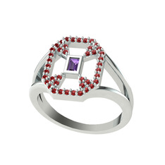 Lea Baget Yüzük - Ametist ve garnet 18 ayar beyaz altın yüzük #1yhavg1
