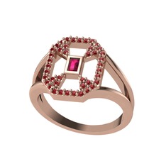 Rodolit garnet ve garnet 18 ayar rose altın yüzük