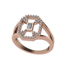 Lea Baget Yüzük - Swarovski ve pırlanta 14 ayar rose altın yüzük (0.3696 karat) #6p8rug