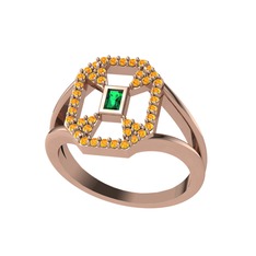 Lea Baget Yüzük - Yeşil kuvars ve sitrin 14 ayar rose altın yüzük #6zoxfx