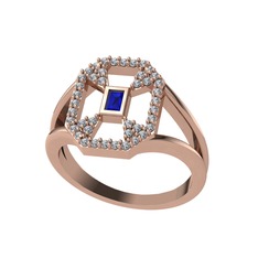 Lea Baget Yüzük - Lab safir ve pırlanta 14 ayar rose altın yüzük (0.3696 karat) #7kphoi