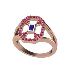 Lea Baget Yüzük - Lab safir ve rodolit garnet 18 ayar rose altın yüzük #91i19z