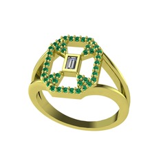 Swarovski ve yeşil kuvars 14 ayar altın yüzük