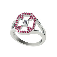 Lea Baget Yüzük - Swarovski ve rodolit garnet 14 ayar beyaz altın yüzük #a57opg