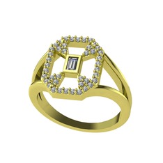Lea Baget Yüzük - Swarovski ve pırlanta 925 ayar altın kaplama gümüş yüzük (0.3696 karat) #agbiro