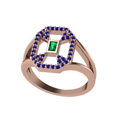 Lea Baget Yüzük - Yeşil kuvars ve lab safir 8 ayar rose altın yüzük #b7qa5f