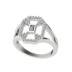 Lea Baget Yüzük - Swarovski 8 ayar beyaz altın yüzük #ccpabn