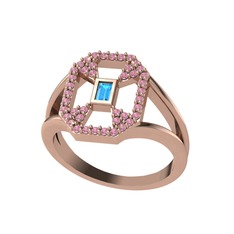 Lea Baget Yüzük - Akuamarin ve pembe kuvars 18 ayar rose altın yüzük #dtekej