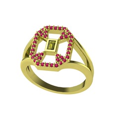 Lea Baget Yüzük - Peridot ve rodolit garnet 925 ayar altın kaplama gümüş yüzük #e653ss