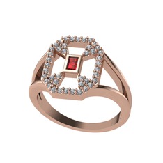 Lea Baget Yüzük - Garnet ve pırlanta 18 ayar rose altın yüzük (0.3696 karat) #f0zkun