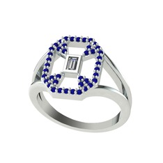 Lea Baget Yüzük - Swarovski ve lab safir 18 ayar beyaz altın yüzük #fiblsd
