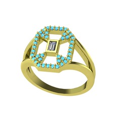 Lea Baget Yüzük - Swarovski ve akuamarin 8 ayar altın yüzük #fkftju