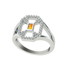 Lea Baget Yüzük - Sitrin ve swarovski 14 ayar beyaz altın yüzük #g1q9h8