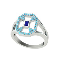 Lea Baget Yüzük - Lab safir ve akuamarin 925 ayar gümüş yüzük #gogsqh