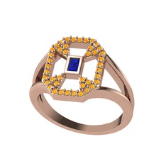 Lea Baget Yüzük - Lab safir ve sitrin 14 ayar rose altın yüzük #i6bpq9