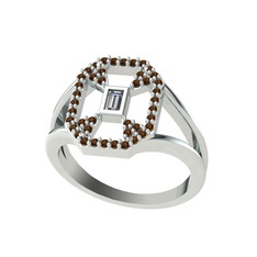 Lea Baget Yüzük - Swarovski ve dumanlı kuvars 18 ayar beyaz altın yüzük #i75x7m