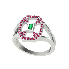 Yeşil kuvars ve rodolit garnet 925 ayar gümüş yüzük