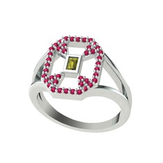 Peridot ve rodolit garnet 925 ayar gümüş yüzük
