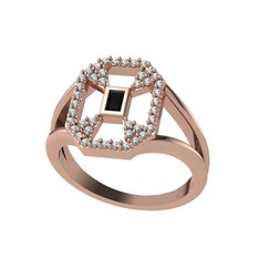 Siyah zirkon ve swarovski 14 ayar rose altın yüzük