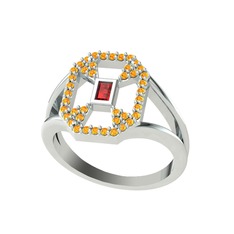 Garnet ve sitrin 925 ayar gümüş yüzük