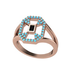 Lea Baget Yüzük - Siyah zirkon ve akuamarin 18 ayar rose altın yüzük #nyjsfq
