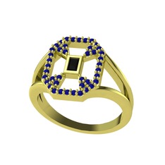 Lea Baget Yüzük - Siyah zirkon ve lab safir 14 ayar altın yüzük #oa0gr7