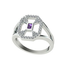 Lea Baget Yüzük - Ametist ve pırlanta 925 ayar gümüş yüzük (0.3696 karat) #rp3n3v