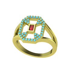 Lea Baget Yüzük - Garnet ve akuamarin 8 ayar altın yüzük #sftzky