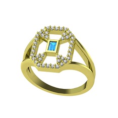 Lea Baget Yüzük - Akuamarin ve swarovski 8 ayar altın yüzük #trvh0h