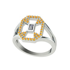 Lea Baget Yüzük - Swarovski ve sitrin 8 ayar beyaz altın yüzük #xb6xpa