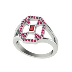 Garnet ve rodolit garnet 14 ayar beyaz altın yüzük