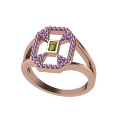 Lea Baget Yüzük - Peridot ve ametist 925 ayar rose altın kaplama gümüş yüzük #zxtq8o