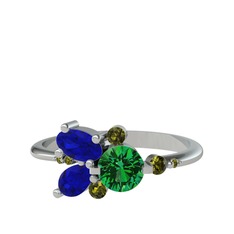 Binx Yüzük - Yeşil kuvars, lab safir ve peridot 925 ayar gümüş yüzük #10gvetu