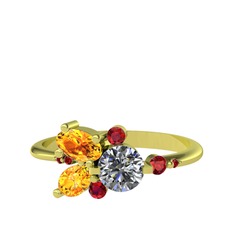Binx Yüzük - Pırlanta, sitrin ve garnet 8 ayar altın yüzük (0.5 karat) #10sg8zn