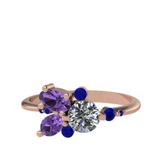 Binx Yüzük - Swarovski, ametist ve lab safir 14 ayar rose altın yüzük #112ygfn