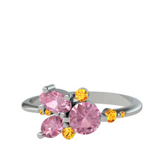 Pembe kuvars ve sitrin 925 ayar gümüş yüzük