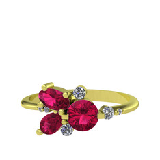 Rodolit garnet ve swarovski 8 ayar altın yüzük