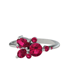 Binx Yüzük - Rodolit garnet 8 ayar beyaz altın yüzük #16izxcn