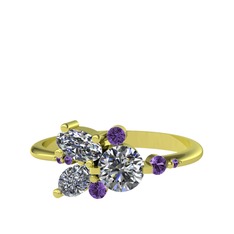 Binx Yüzük - Pırlanta, swarovski ve ametist 8 ayar altın yüzük (0.5 karat) #1aron3v