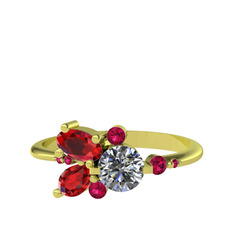 Binx Yüzük - Pırlanta, garnet ve rodolit garnet 18 ayar altın yüzük (0.5 karat) #1byy4bz