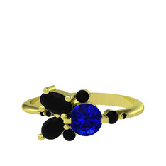 Binx Yüzük - Lab safir ve siyah zirkon 14 ayar altın yüzük #1ehzfkv