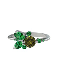 Peridot ve yeşil kuvars 925 ayar gümüş yüzük