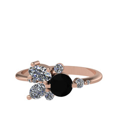 Binx Yüzük - Siyah zirkon ve swarovski 14 ayar rose altın yüzük #1faslil