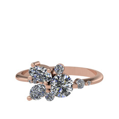 Beyaz zirkon ve swarovski 14 ayar rose altın yüzük