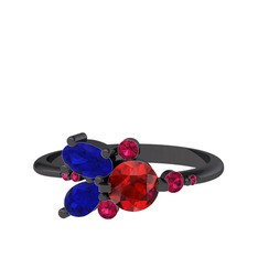 Binx Yüzük - Garnet, lab safir ve rodolit garnet 925 ayar siyah rodyum kaplama gümüş yüzük #1h6drqn