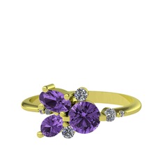 Binx Yüzük - Ametist ve swarovski 14 ayar altın yüzük #1ktjuu3