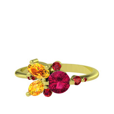 Binx Yüzük - Rodolit garnet, sitrin ve garnet 8 ayar altın yüzük #1mtu1jb