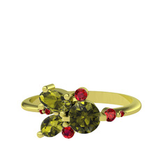 Binx Yüzük - Peridot ve garnet 18 ayar altın yüzük #1nbdhsx